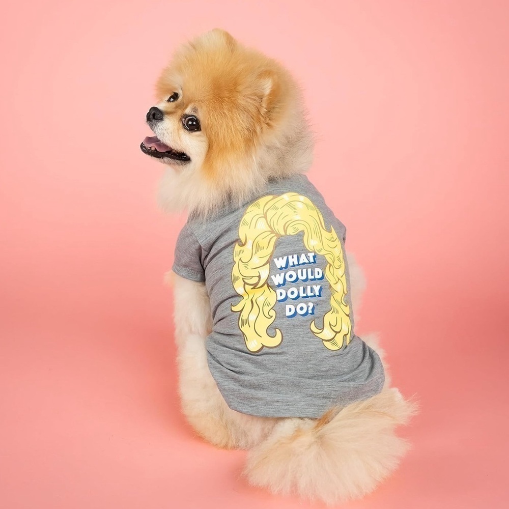 Doggy Parton What Would Dolly Do? T Shirt Gray - Picture 2 of 11
